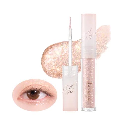 Vista 10 de dasique Starlit Jewel - Brillo líquido c #01 Frozen Gold Sombra de purpurina parpadeante Maquillaje coreano Maquillaje de ojos brillante