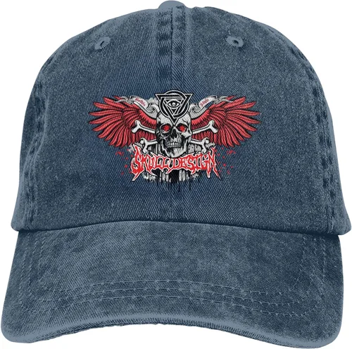 Vista 9 de Cowboy Hat Trendy Hats for Man and Women Djustable Four Season Outdoor Baseball Cap of Hell Skull with Angel Navy Blue