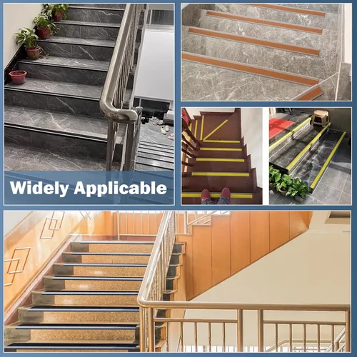 Vista 7 de Borde de goma autoadhesivo para escaleras, protector de borde de escalera de vinilo para exteriores e interiores (4 pies, negro y gris)