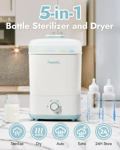Vista 6 de Papablic Esterilizador y Secador de Biberones Pro, Esterilizador De Biberones, Esterilizador Eléctrico de Vapor para Biberones, Chupetes y Piezas