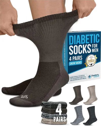 Vista 9 de Doctor's Select® Crew Diabetic Socks for Men - 4 Pairs Negro