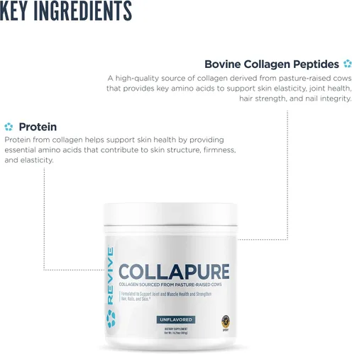 Vista 5 de Revive MD CollaPURE - Péptidos de colágeno en polvo para mujeres y hombres, sin sabor, suplementos de colágeno alimentados con pasto tipo I y tipo