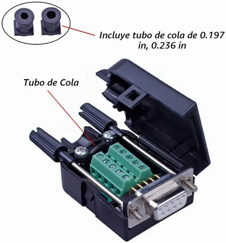 Vista 4 de 2 piezas DB9 sin soldadura RS232 D-SUB serie a terminal de puerto de 9 pines macho adaptador conector placa de ruptura con caja de pernos largos