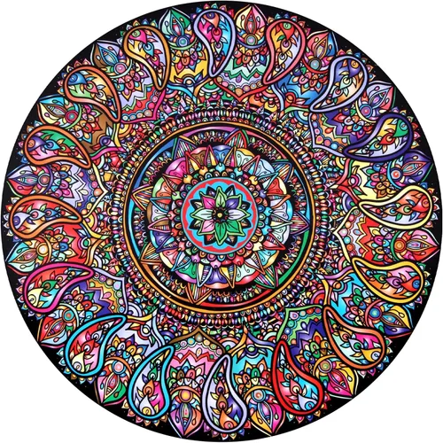 Vista 10 de Bgraamiens Puzzle-Aztec Totem - Rompecabezas redondo de 1000 piezas para adultos (Tótem azteca)