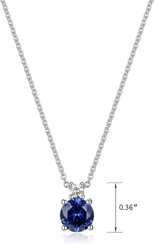 Vista 3 de Tienda Collection Created Gemstone and 115 CT TW Lab Grown Diamond Pendant Necklace with Cable Chain in Platinum Over Sterling Silver, 18"+ 2