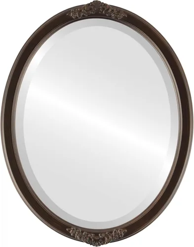 Vista 24 de Espejo de pared biselado ovalado para decoración del hogar, estilo Athena, negro plateado, dimensiones exteriores de 14 x 18 pulgadas