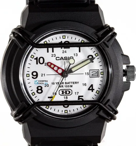 Vista 3 de Casio HDA600B-7BV Reloj de cuarzo de resina negra para hombre con esfera blanca, Azul, Reloj analógico, reloj de cuarzo