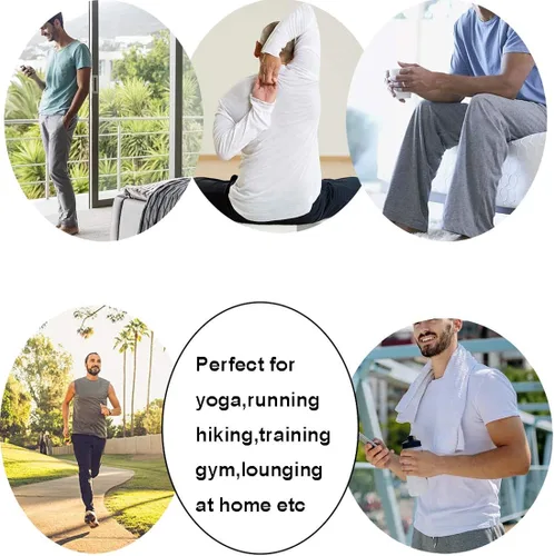 Vista 7 de HARTPOR Pantalones deportivos para hombre, pantalones deportivos de yoga, casuales, holgados, con bolsillos, pierna recta