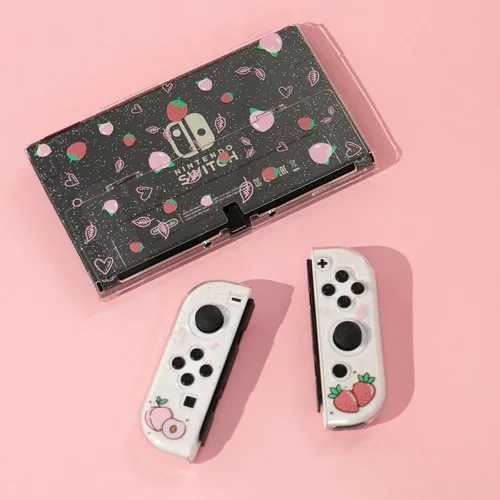 Vista 8 de Switch OLED - Funda con purpurina para interruptor acoplable OLED transparente con protector de pantalla OLED y bonitas tapas de agarre