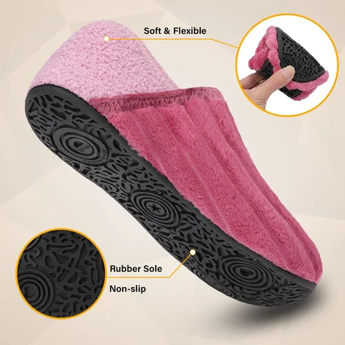 Vista 4 de Scurtain Pantuflas para hombre y mujer, unisex, para adultos, forro de terciopelo, ligeras, para interiores, viajes, suela antideslizante, cálidas