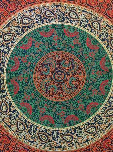 Vista 2 de Tapiz hippy Marubhumi, estilo bohemio Mandala, decoración india para el dormitorio, tapiz psicodélico, tapiz para colgar en la pared, tapiz