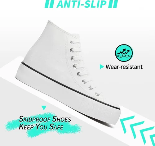 Vista 5 de ALTOCIS Women's Comfortable Platform High Top Sneakers, Casual Mid Top Sneaker for Women, Cute Faux Suede Fashion Sneakers, Classic Lace Up Walking