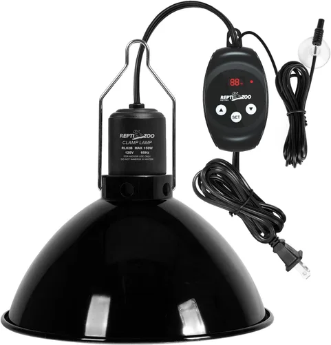 Vista 8 de REPTI ZOO Luminaria para Reptiles con Termostato Regulable, Luminaria de Cúpula Profunda de 5.5 Pulgadas con Controlador de Temperatura