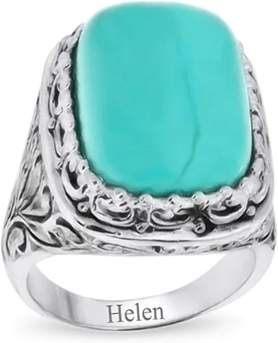Vista 5 de Personalize Southwest Boho Style 7-10 CTW - Juego de biseles rectangulares ovalados de piedras preciosas azul turquesa occidental para mujer, banda