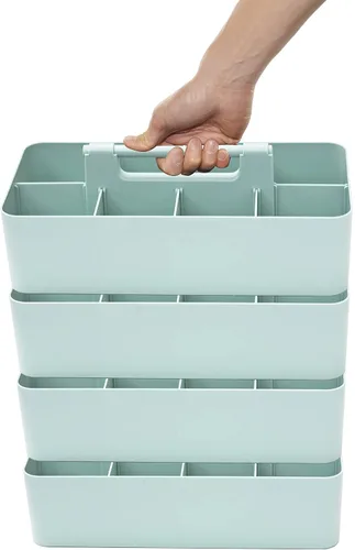 Vista 28 de Cesta grande portátil, divisores DIY, 8 compartimentos, organizador para suministros escolares, de oficina, para el hogar y negocios, cesta portátil