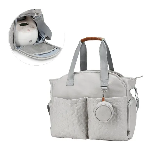Vista 10 de Bolsa para extractor de leche – Bolsa de pañales para bebé con funda para laptop y bolsillo de aislamiento, se adapta a la mayoría de extractores