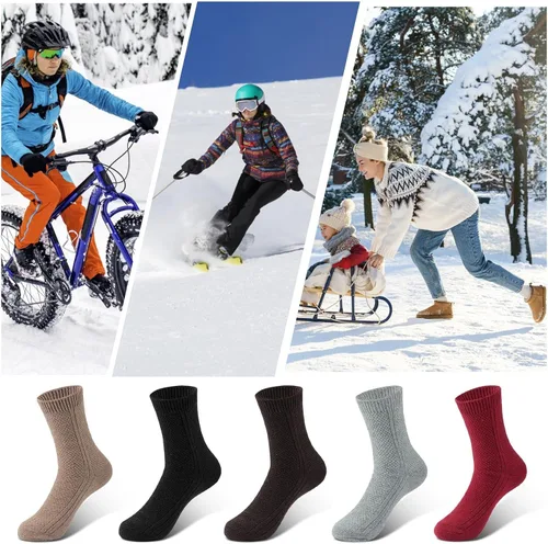 Vista 6 de Nicetage Wool Socks Women's Winter Boots Socks Thick Knit Warm Cozy Crew Socks Christmas Holiday Socks