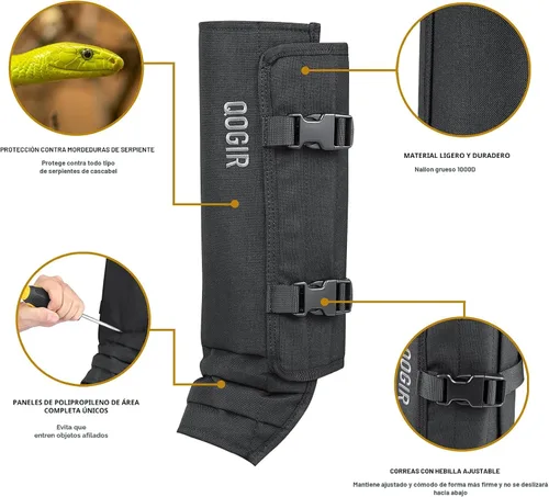 Vista 2 de QOGIR Polainas de serpiente para cazar: protectores de serpiente duraderos, polainas de polaina de serpiente para hombres y mujeres, protección Negro