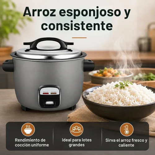 Vista 6 de Olla arrocera comercial de 40 tazas La olla arrocera de gran capacidad está diseñada para durar a través de un uso riguroso constante.