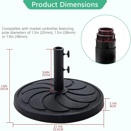 Vista 6 de Helios&Hestia Soporte redondo de resina resistente de 40 libras para exteriores, peso base para patio, mesa de mercado, color negro