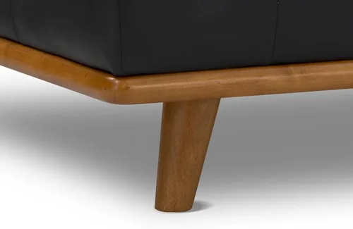 Vista 6 de Valencia Artisan - Silla decorativa de cuero completo de 41.5 pulgadas, silla de napa italiana pura, acento de madera maciza, máxima comodidad, Negro