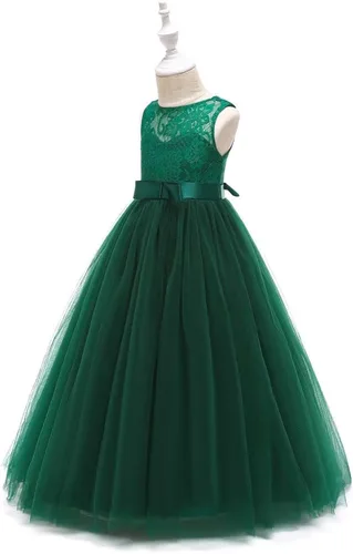 Vista 4 de Glamulice Flower Girls Lace Bridesmaid Dress Princess Elegant Tulle Long A Line Dresses Pageant Wedding Party Ball Gown