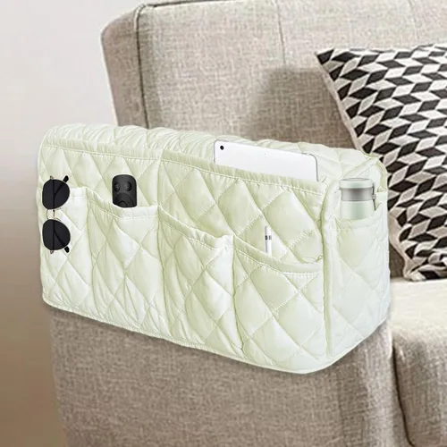 Vista 11 de MEHIDFY Organizador de sillón, organizador de reposabrazos de sofá impermeable, organizador de sillón reclinable antideslizante, soporte para mando