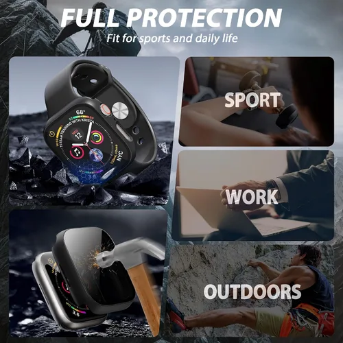 Vista 4 de Paquete de 2 fundas con protector de pantalla de privacidad para Apple Watch SE 3 (2025) / SE2 / SE/Series 6/5/4 de 1.575 pulgadas, funda protectora
