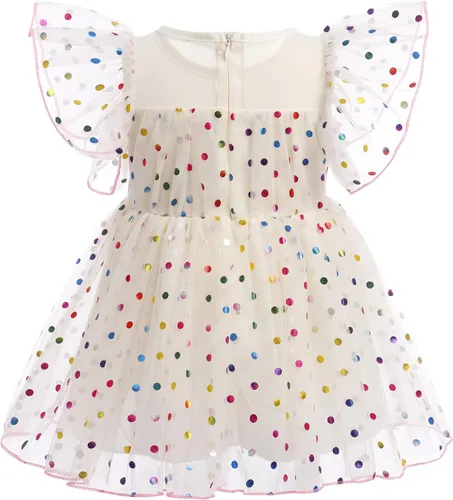 Vista 2 de Baby Girls Tutu Dress Sparkle Sequin Heart Princess Birthday Pageant Wedding Party Dresses Ruffle Tulle Gown Outfits