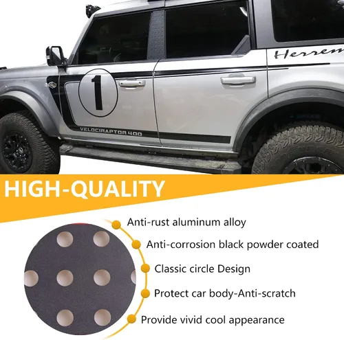 Vista 4 de Cubierta de aluminio para panel de pilar B, moldura de puerta para Ford Bronco 2021 2022 2023 2024 2025 Nuevo Ford Bronco 4 puertas Accesorios