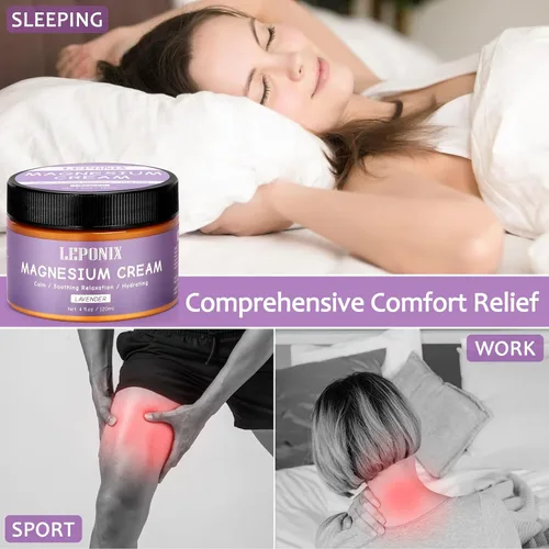 Vista 7 de Crema de magnesio para el sueño y la recuperación muscular, loción tópica calmante de magnesio para calambres en las piernas, comodidad