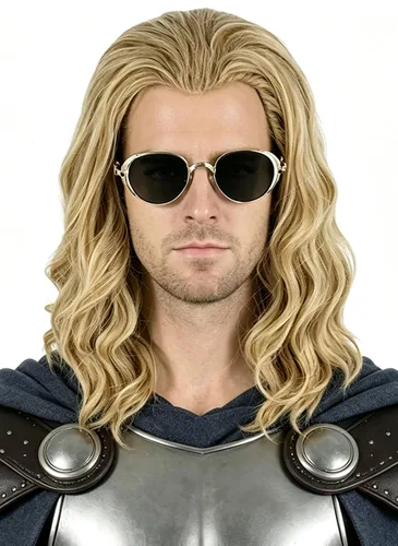 Vista 10 de Peluca de fiesta de disfraces de Halloween de cabello rizado para hombre negro