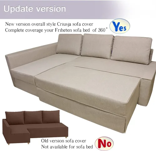Vista 3 de IKEA Friheten - Funda de sofá cama para sofá cama pequeño, fundas de sofá para sala de estar con cojín y fundas de almohada (S-12, diván derecho)