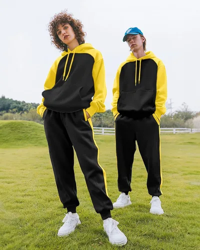 Vista 4 de Conjunto deportivo de 2 piezas para hombre, sudadera casual con capucha para hombre, atlético, deportivo, manga larga, conjunto de traje para trotar