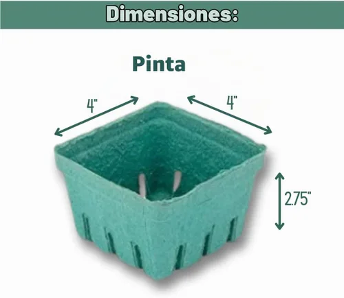 Vista 4 de Baya moldeada verde de la fibra de la pulpa/producto ventiló la cesta de 1 pinta (40 piezas) para la fruta y las verduras