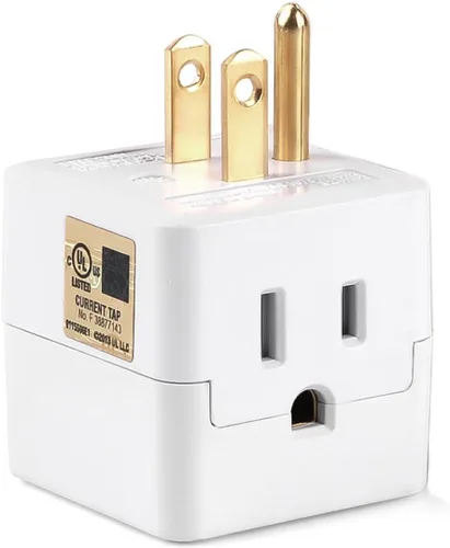 Vista 10 de Adaptador de pared de 3 tomas de corriente, extensor de enchufe de 3 clavijas con certificación UL, 125 V, 1875 W, enchufe de pared de 3 vías