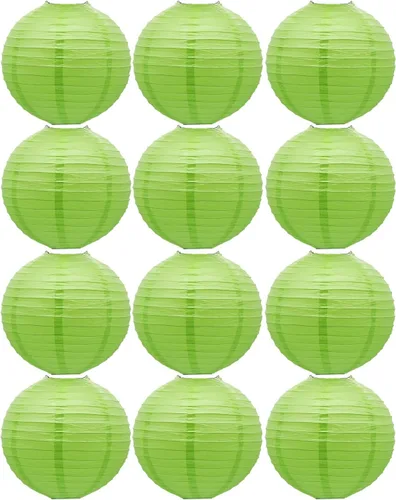 Vista 13 de Linternas de papel doradas chinas, japonesas, colgantes, redondas, para decoración de fiesta de Año Nuevo y Año Nuevo Lunar (12 unidades)