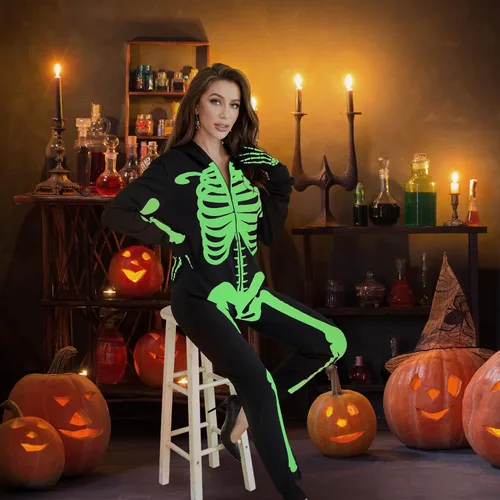 Vista 5 de Skeleton Costume Women -Deluxe Glow in the Dark Costume Skeleton Adult Halloween Costume for Women Halloween Costumes