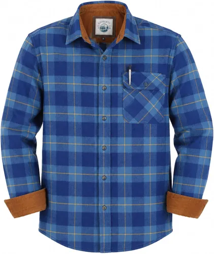 Vista 48 de Gioberti - Camisa a cuadros de franela cepillada de 100% algodón para hombre con contraste de pana Carbón vegetal