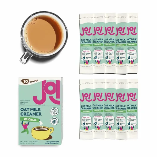 Vista 9 de Crema para café de leche de avena, endulzada en caja de 10 unidades de JOI - Superalimento, vegana, sin lácteos, a base de plantas, kosher, de larga