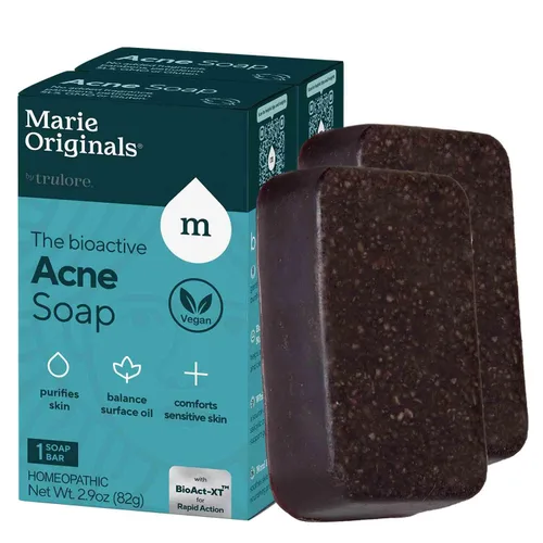 Vista 8 de Marie Originals Limpiador de jabón en barra de acné para cara y cuerpo Tratamiento del acné con arcilla de bentonita, salvado de avena orgánico