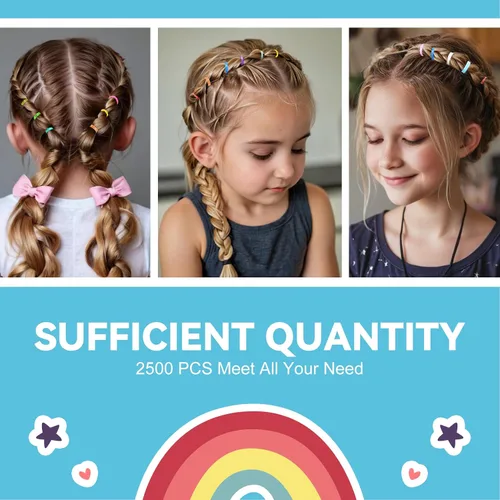 Vista 6 de HOYOLS - Mini bandas de goma coloridas, lazos para el cabello para trenzas 25 Mixed Colors, TPU Small Elastic Bands, for Daily Ponytails Styling