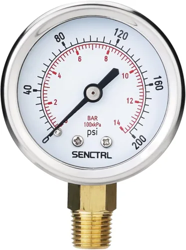 Vista 22 de SENCTRL - Medidor de presión de vacío de 30inHg, esfera de 2", NPT de 1/8, montaje inferior, estuche de acero inoxidable, resistente al agua