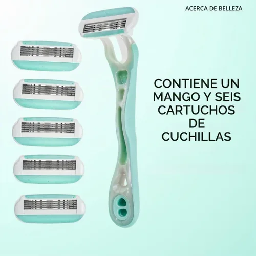 Vista 6 de Acerca de Beauty Complete 4 Blade System - Maquinilla de afeitar reutilizable, incluye 1 mango ergonómico reutilizable y 6 cartuchos de cuchillas