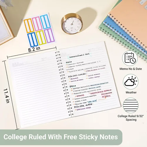 Vista 3 de Yoment 4 cuadernos en espiral de 8.5 x 11 pulgadas para la escuela de trabajo, cuadernos grandes con líneas A4 para mujeres, cuadernos de diario