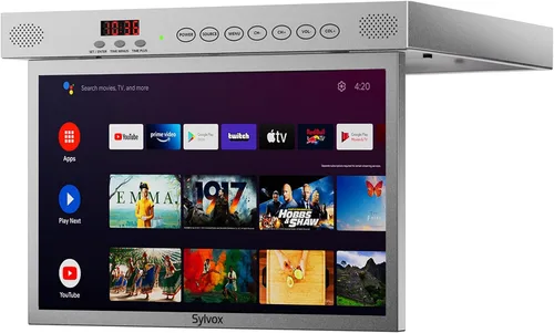 Vista 9 de SYLVOX Smart TV abatible de 15.6 pulgadas debajo del gabinete, Google TV soporta rotación de 360 grados, conexión WiFi y inalámbrica, diseño