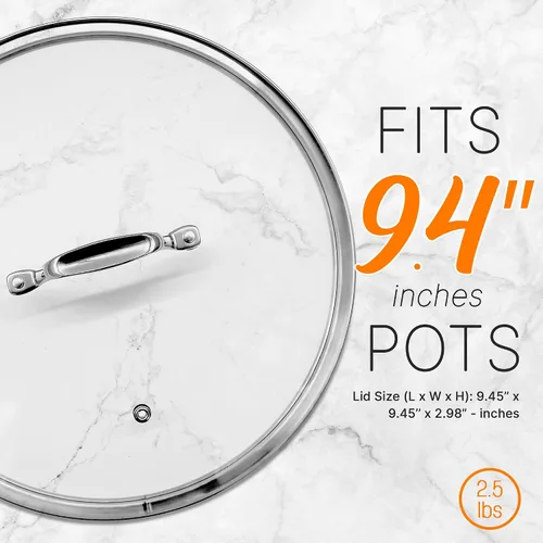 Vista 3 de NutriChef Tapa de olla de cocina para utensilios de cocina, tapas de vidrio templado transparente, funciona con el modelo: NCSP8, resistente a
