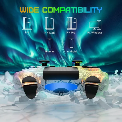 Vista 6 de CHENGDAO Controller for PS4, Wireless Controllers for PlayStation 4/Pro/Slim, Remote Control with Adjustable RGB Light/1000mAh Battery/6-Axis Motion