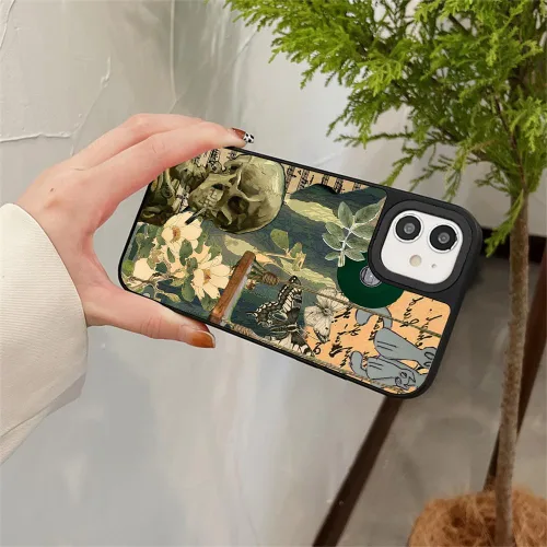 Vista 6 de Funda de teléfono gótico con calavera para iPhone 17, 16, 15, 14, 13, 12, 11 Pro/Pro Max/Plus/Air/mini 7 8 SE, diseño estético oscuro vintage, Skull