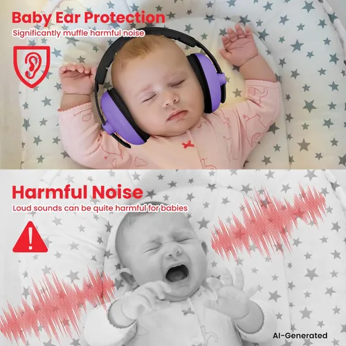 Vista 78 de Auriculares de bebé para protección contra el ruido, color blanco